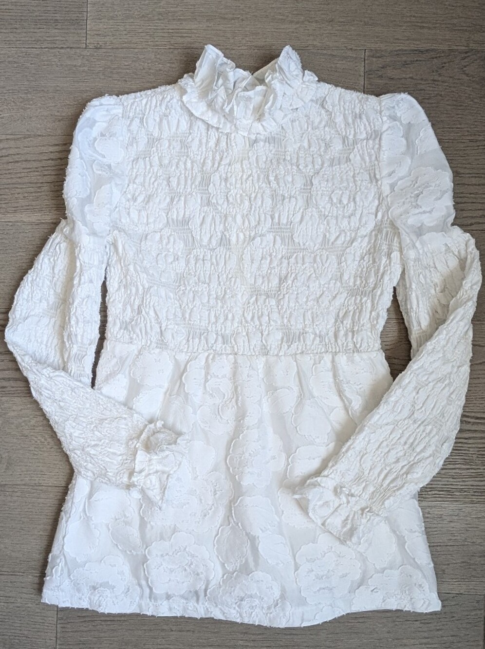 Sister Jane White Textured Floral Smocked Mini Dress